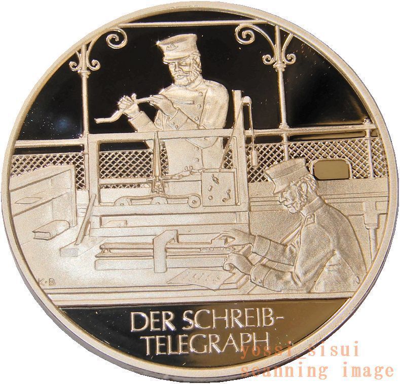 レア 限定品 美品 ドイツ 造幣局製 人類の技術史 偉人 モールス 符号 信号 電気通信機 電信機 発明 純銀製 銀製 メダル コイン 記章 章牌