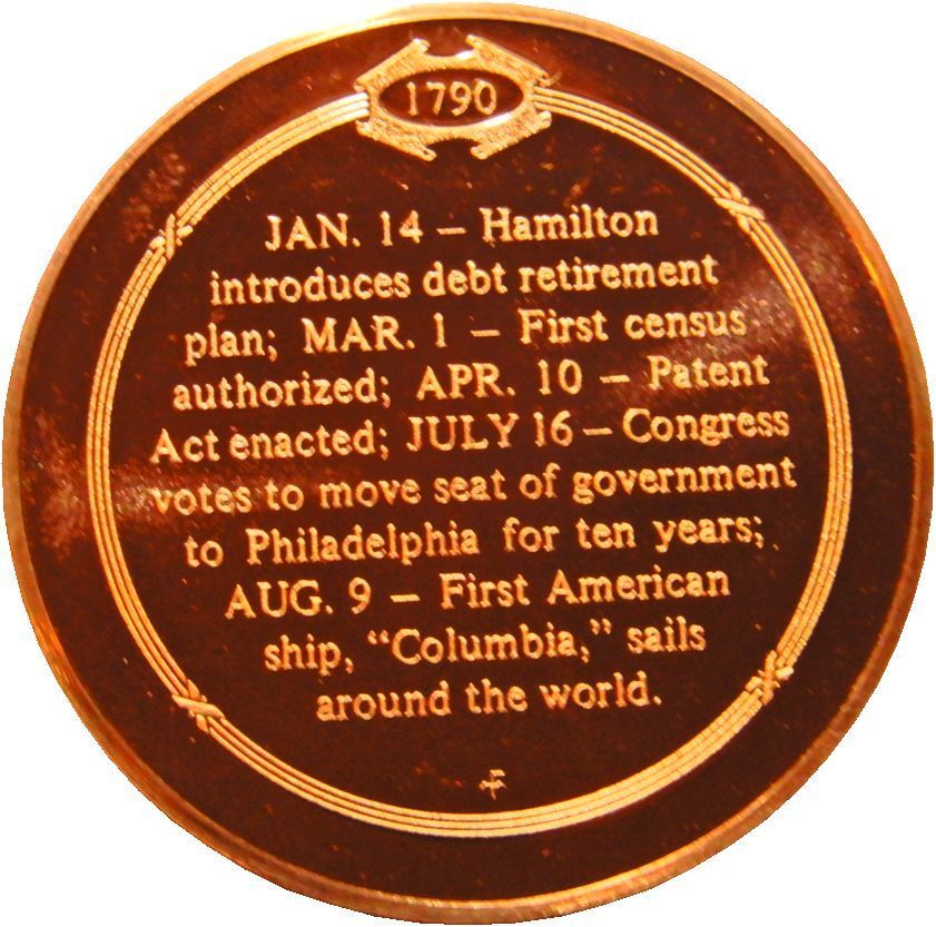 レア 限定品 美品 1790年 アメリカ 南北戦争 トーマス ジェファーソン ハミルトン フランクリンミント 造幣局製 記念メダル コイン 記念品の画像2