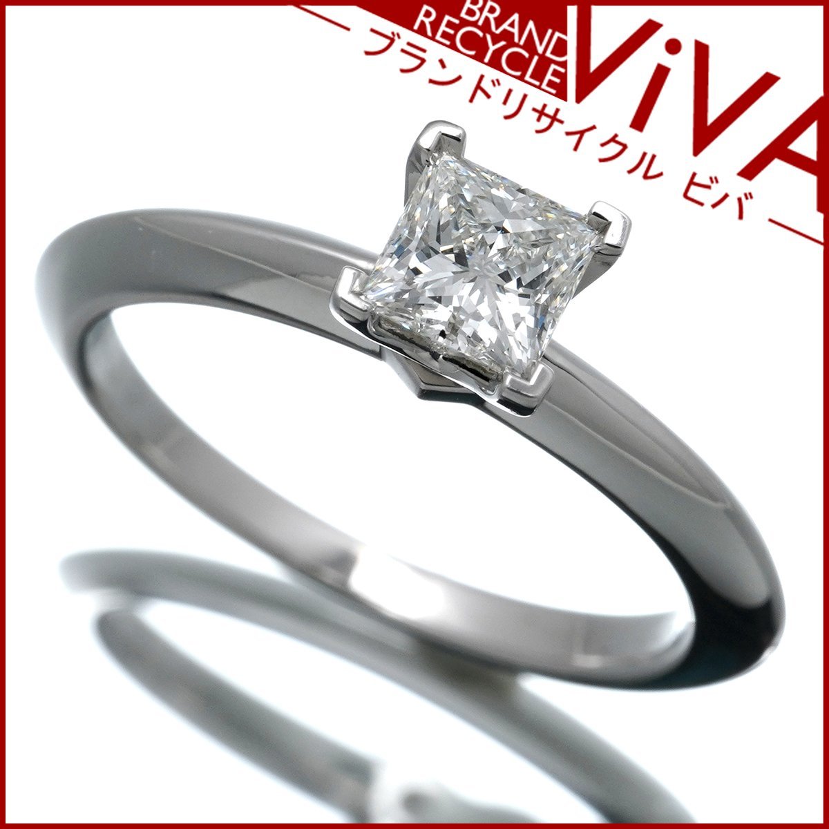 ティファニー スクエア プリンセスカット ダイヤモンド リング 指輪 Pt950 プラチナ 5.5号 0.33ct 美品 新品仕上げ済みの画像1