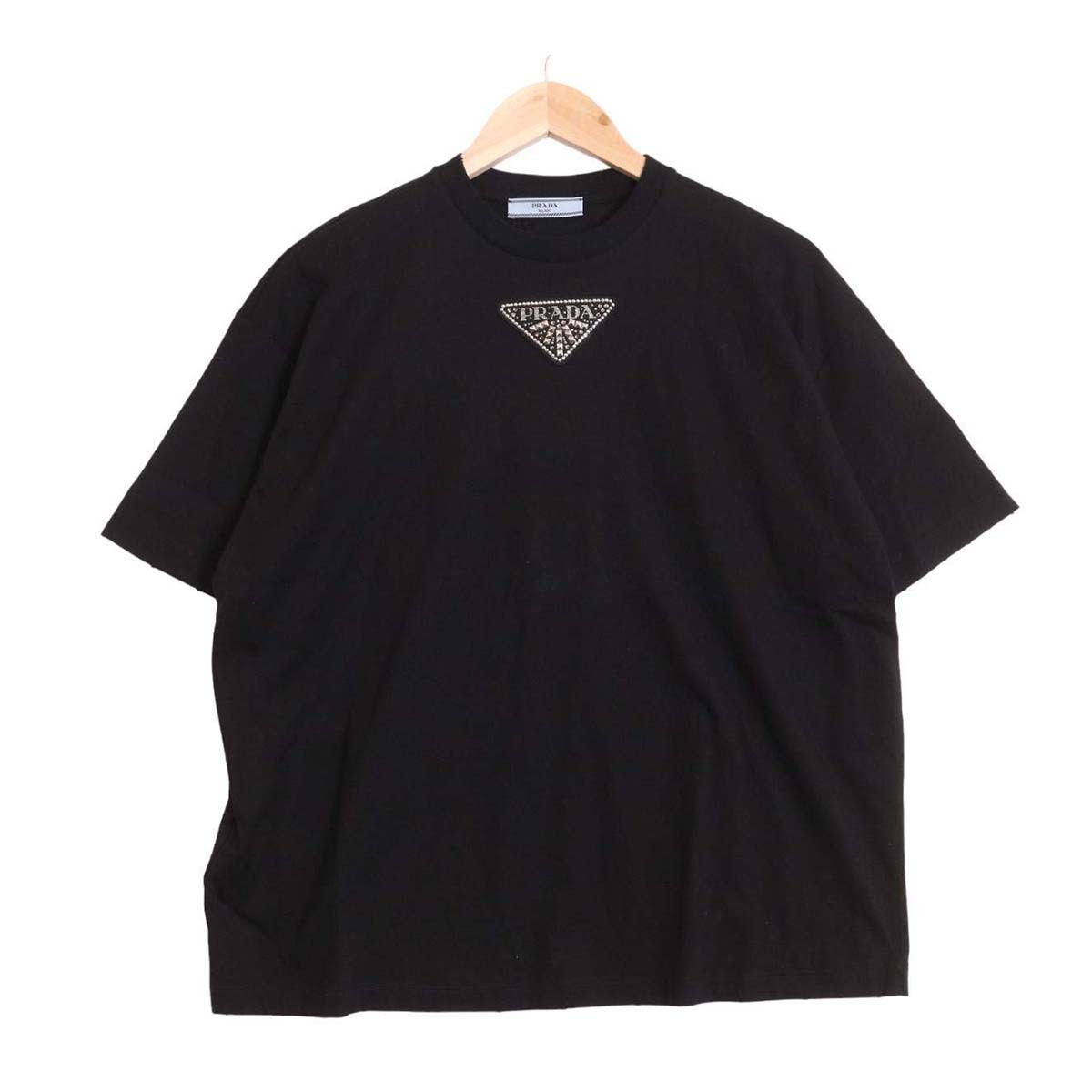 プラダ エンブロイダリー ジャージー Tシャツ 3572AR レディース ブラック PRADA 中古 【アパレル・小物】