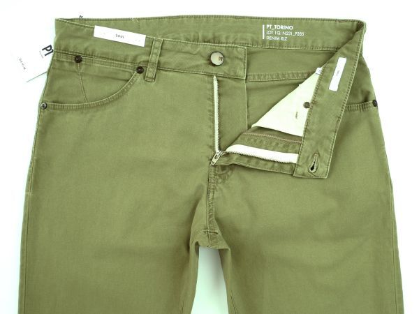 【新品未使用】PT Torino Denim ピーティートリノ デニム◆PT05◆32◆SOUL◆グリーン ガーメントダイ スリム ストレッチ コットン パンツ