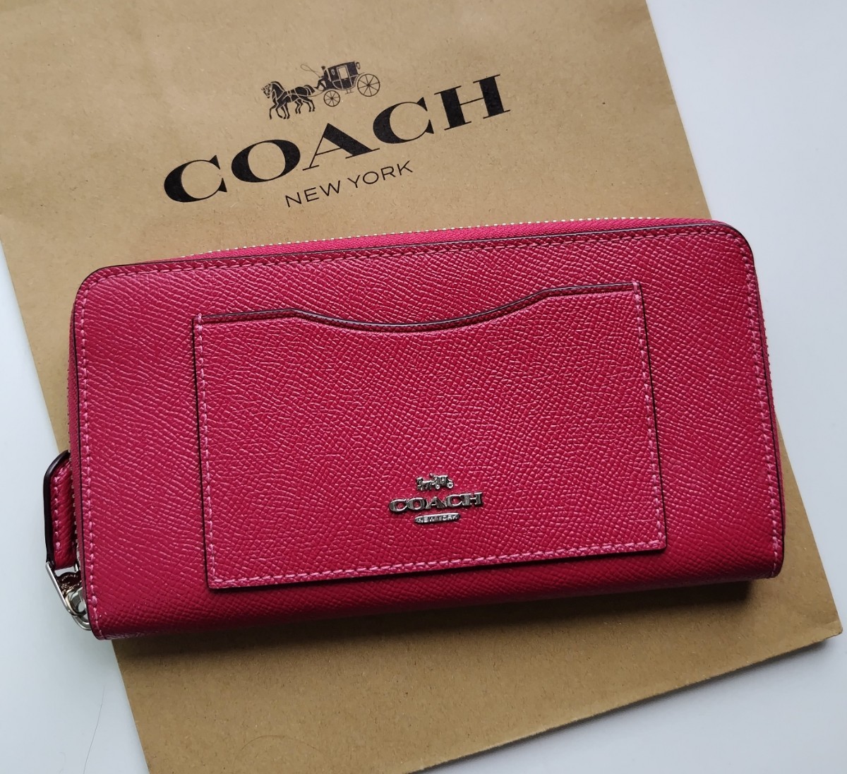 新品】COACH コーチ 長財布 ラウンドジップ ピンク レッド Yahoo