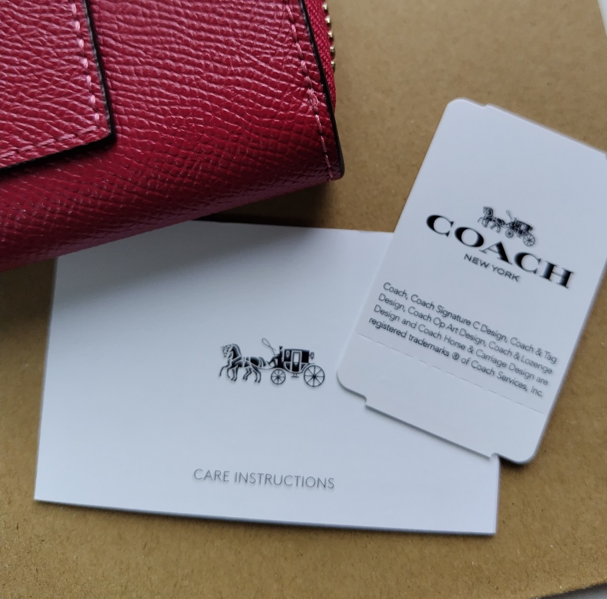 新品】COACH コーチ 長財布 ラウンドジップ ピンク レッド 新品】COACH コーチ 長財布 ラウンドジップ ピンク レッド