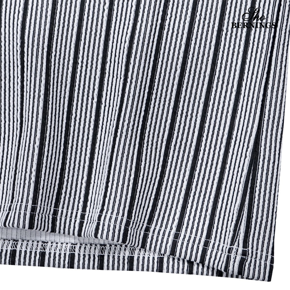 303922-01 Bernings sho Tシャツ Vネック オルタネートストライプ柄 メンズ シンプル 半袖 (ホワイト白ブラック黒) XL カットソー トップス_画像6