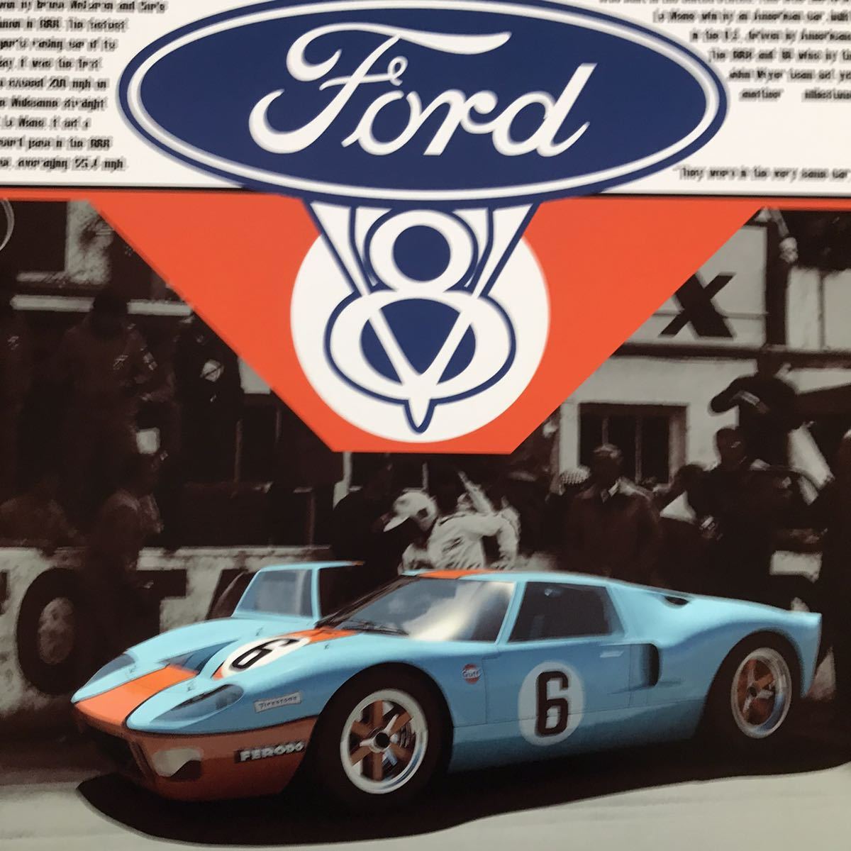 ポスター★フォードGT40 1966年 GULF アートポスター★フォードvsフェラーリ/キャロル・シェルビー_画像2