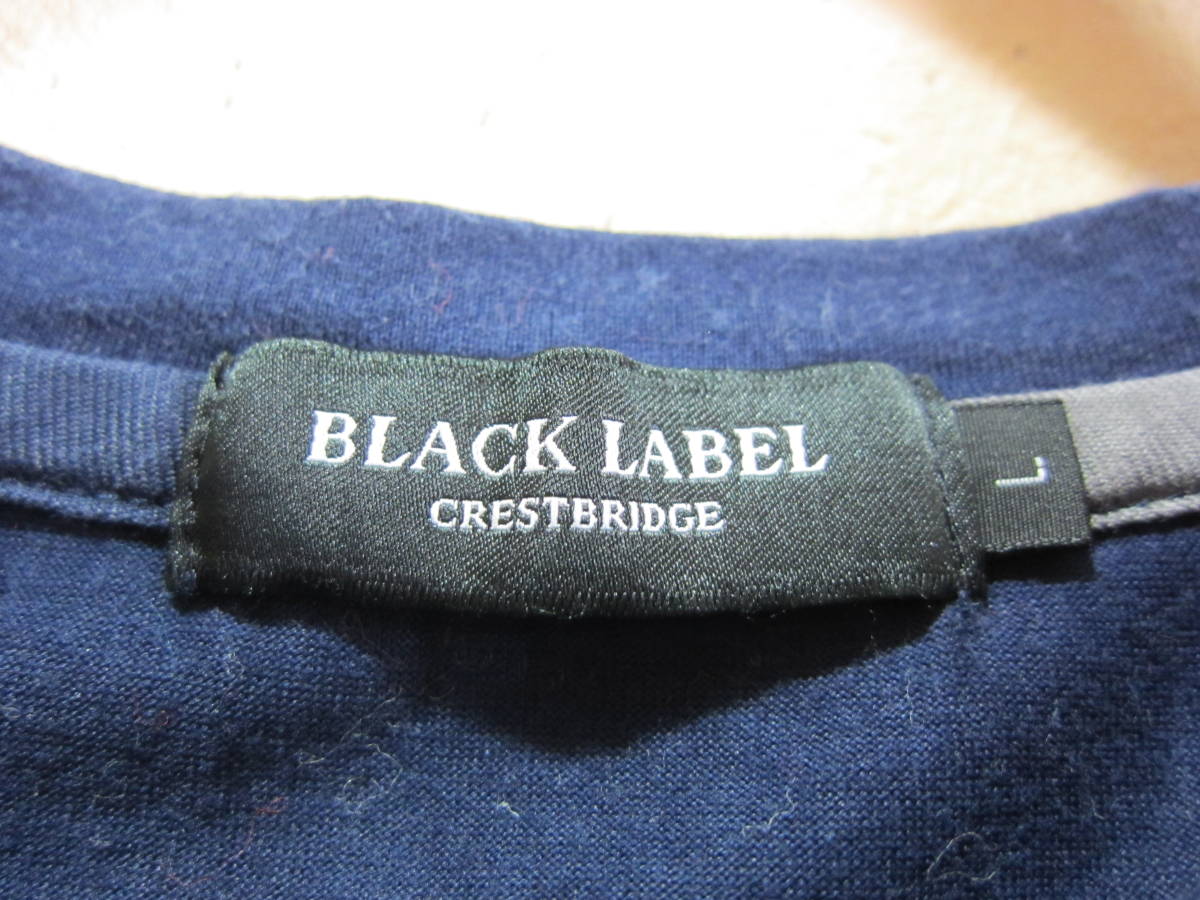 ブラックレーベル クレストブリッジ メンズ L Tシャツ カットソー トップス BLACK LABEL CRESTBRIDGE 濃紺 タ126の画像4