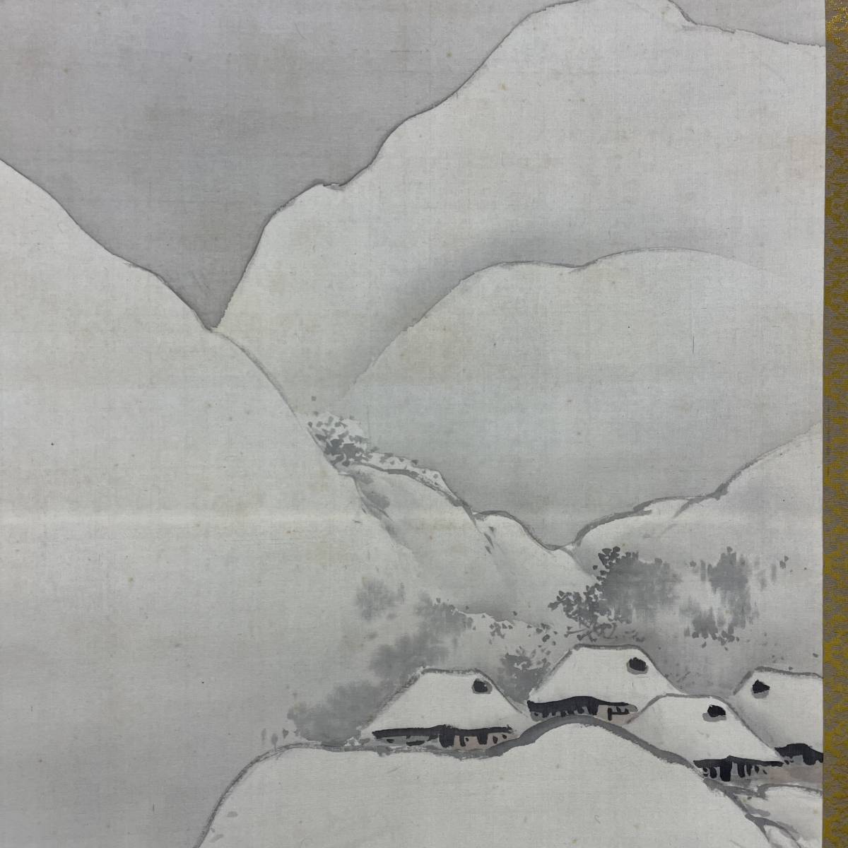 真作】//湖城/雪中山村人物図/人物/山水/布袋屋掛軸A-329 真作】//湖城/雪中山村人物図/人物/山水/布袋屋掛軸A-329
