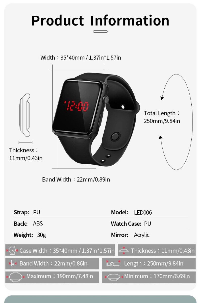 メンズ レディース 腕時計 新品 デジタル ウォッチ スポーツ ファッション 時計 LED AppleWatch形状 バンド付き