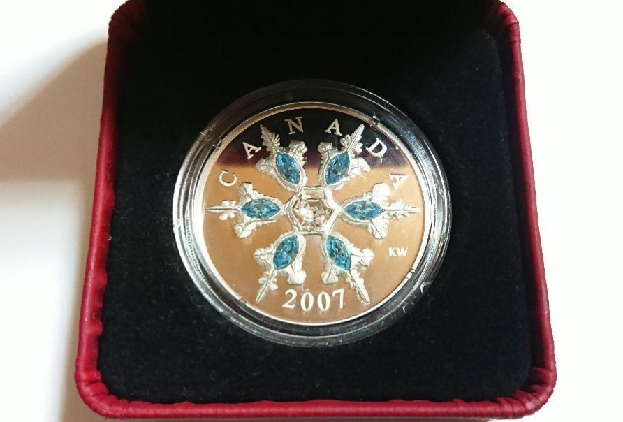 2007年 カナダ銀貨 スノーフレーク・アクアマリン・コイン No.857 - 旧