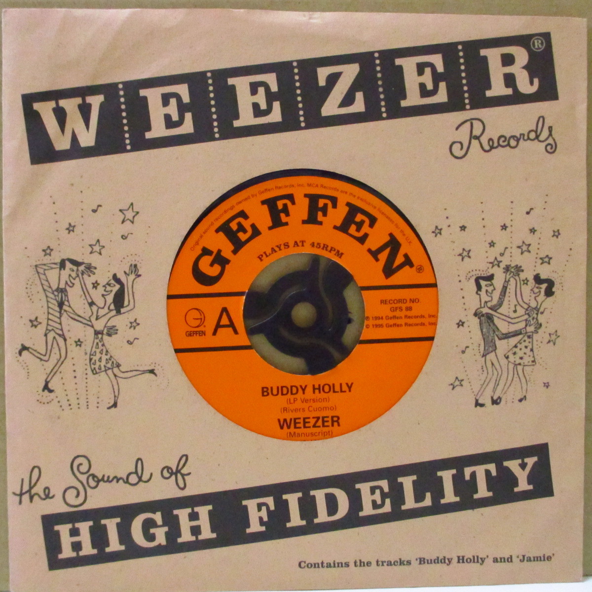 WEEZER-Buddy Holly (UK オリジナル・ラージホールセンター 7+ざら紙ダイカットジャケ)_画像1