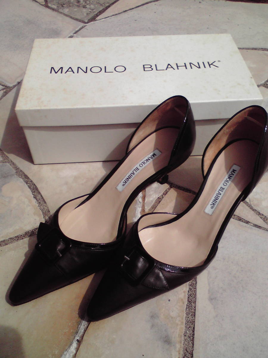 MANOLO BLAHNIK マノロブラニク　パンプス　本革＆エナメル　黒　ブラック　美品　サイズ36.5　イタリア製　日本サイズ23.5cm