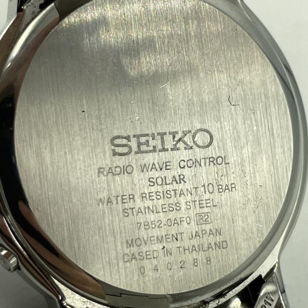 G330-J013184-1 ◎ SEIKO セイコー メンズ腕時計 7852-0AF0 ソーラー 電波 ブラック文字盤 シルバーカラー フェイス約35mm 稼働 ③_画像7