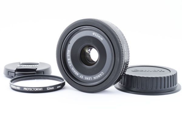 品質は非常に良い 928231 美品 Canon STM単焦点レンズ フィルター付き
