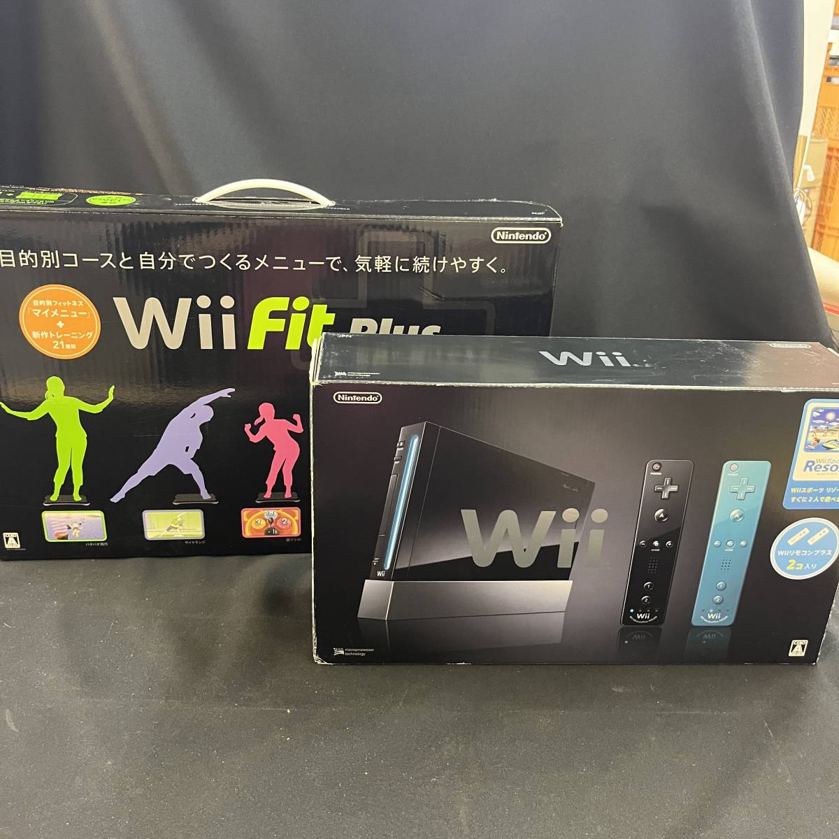 中古 送料込】『任天堂 Wii本体(ブラック)セット,バランスWiiボード