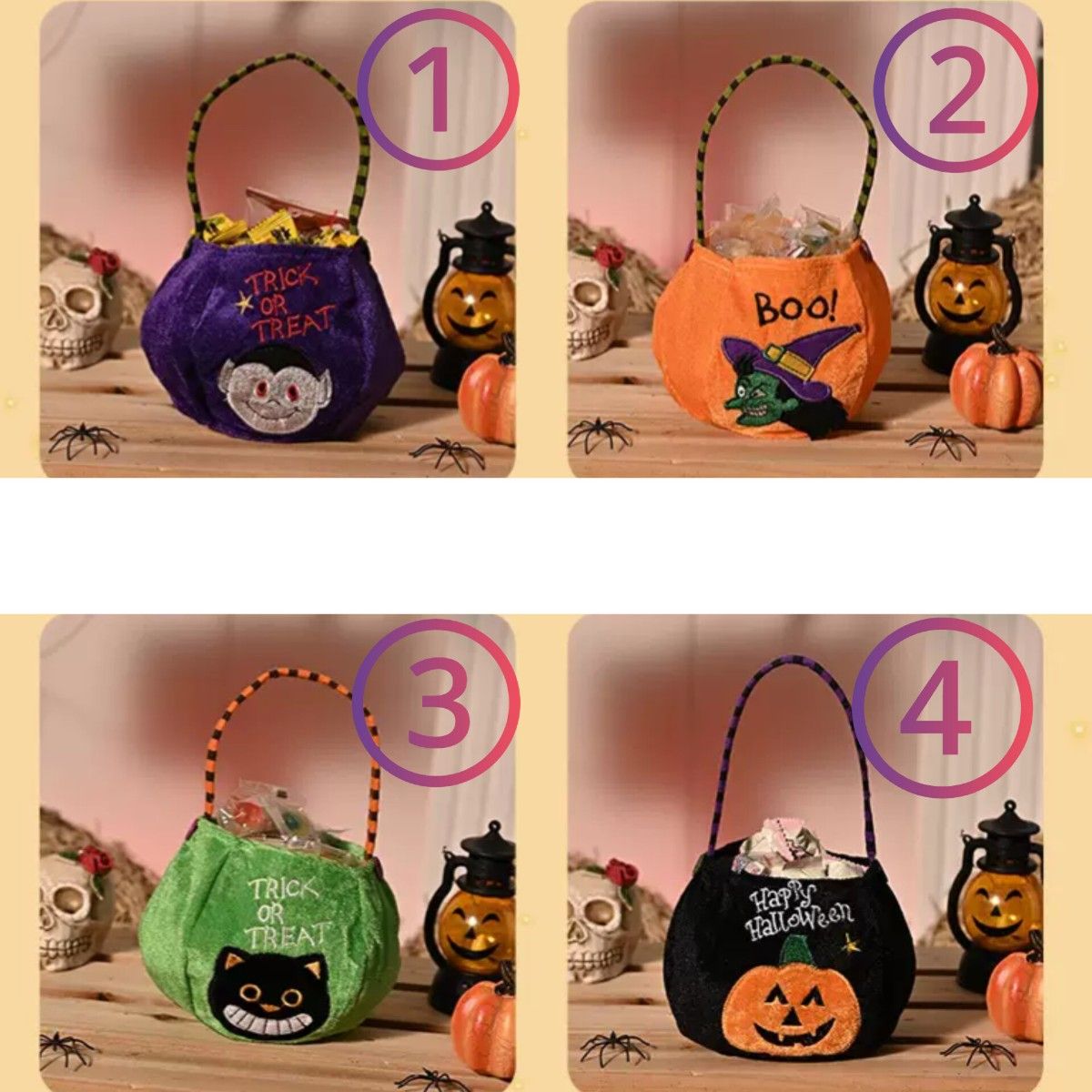 ①ー④　④個セット　ハロウィン　手提げ袋　お菓子入れ　回収　箱　可愛い