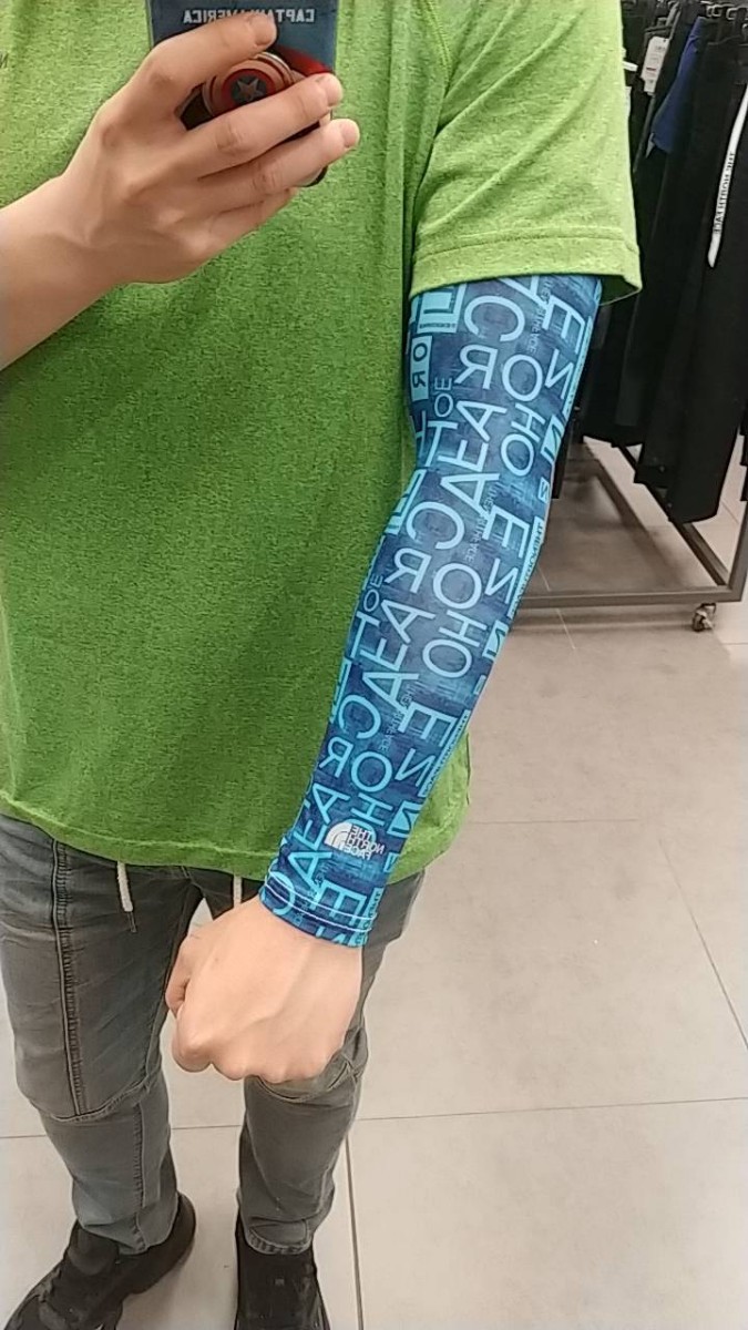 [ новый товар ] North Face гетры для рук / arm рукав / рука покрытие / выгоревший на солнце участок покрытие | Golf одежда | велосипедное джерси |UV уход | голубой 