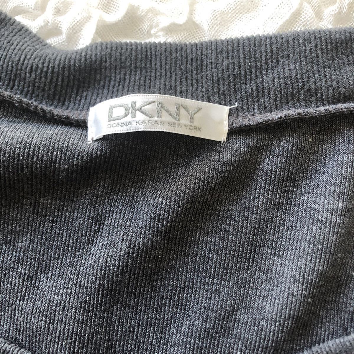 DKNY DONNA KARAN NEW YORK ダナキャラン 8分丈袖くらい ドロップショルダー トップス チュニック グレー　L ★1000_画像5