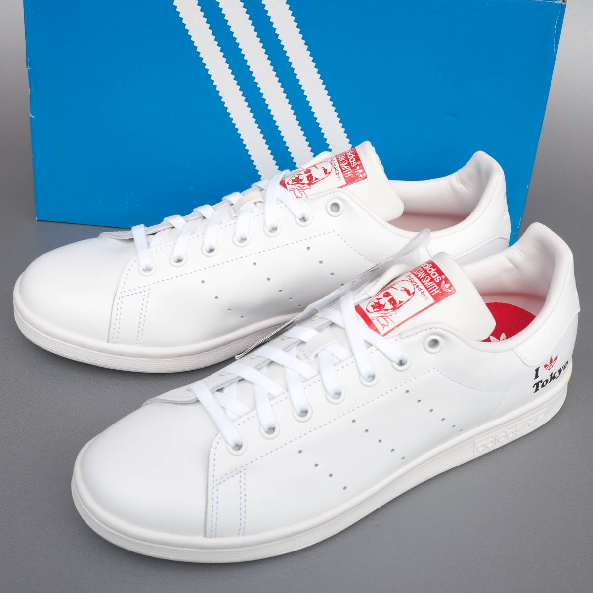 美品!! US 10 /28cm 新品 20年製 adidas Originals スタンスミス MFT 白 レザー 顔付き I LOVE TOKYO 天然皮革/合成皮革_画像2