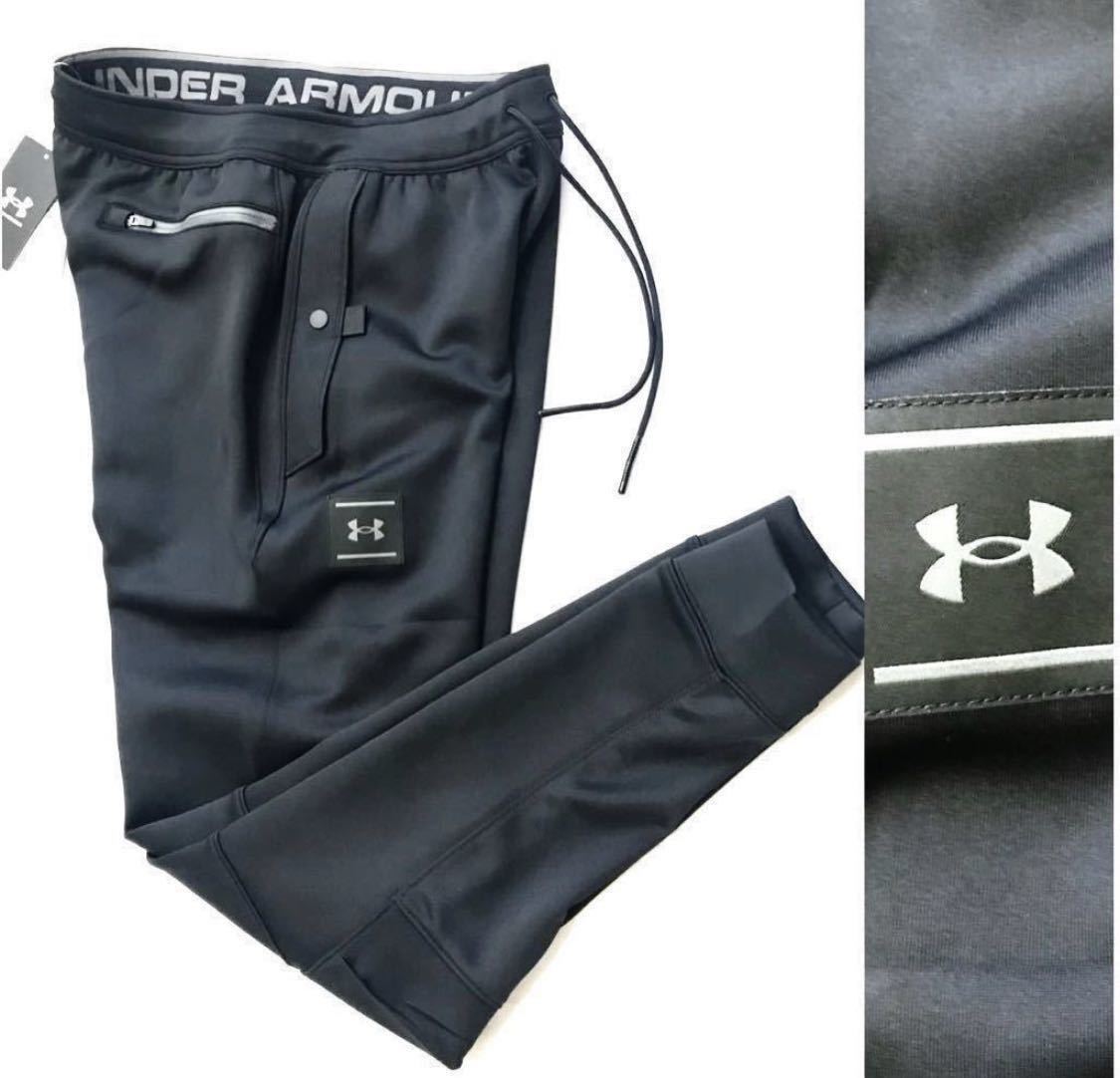 ◆255 新品【メンズXXL(XO)】黒ブラック アンダーアーマーフリースUNDERARMOUR ゴルフにオススメ 防寒 テーパード ジョガーパンツ_画像1