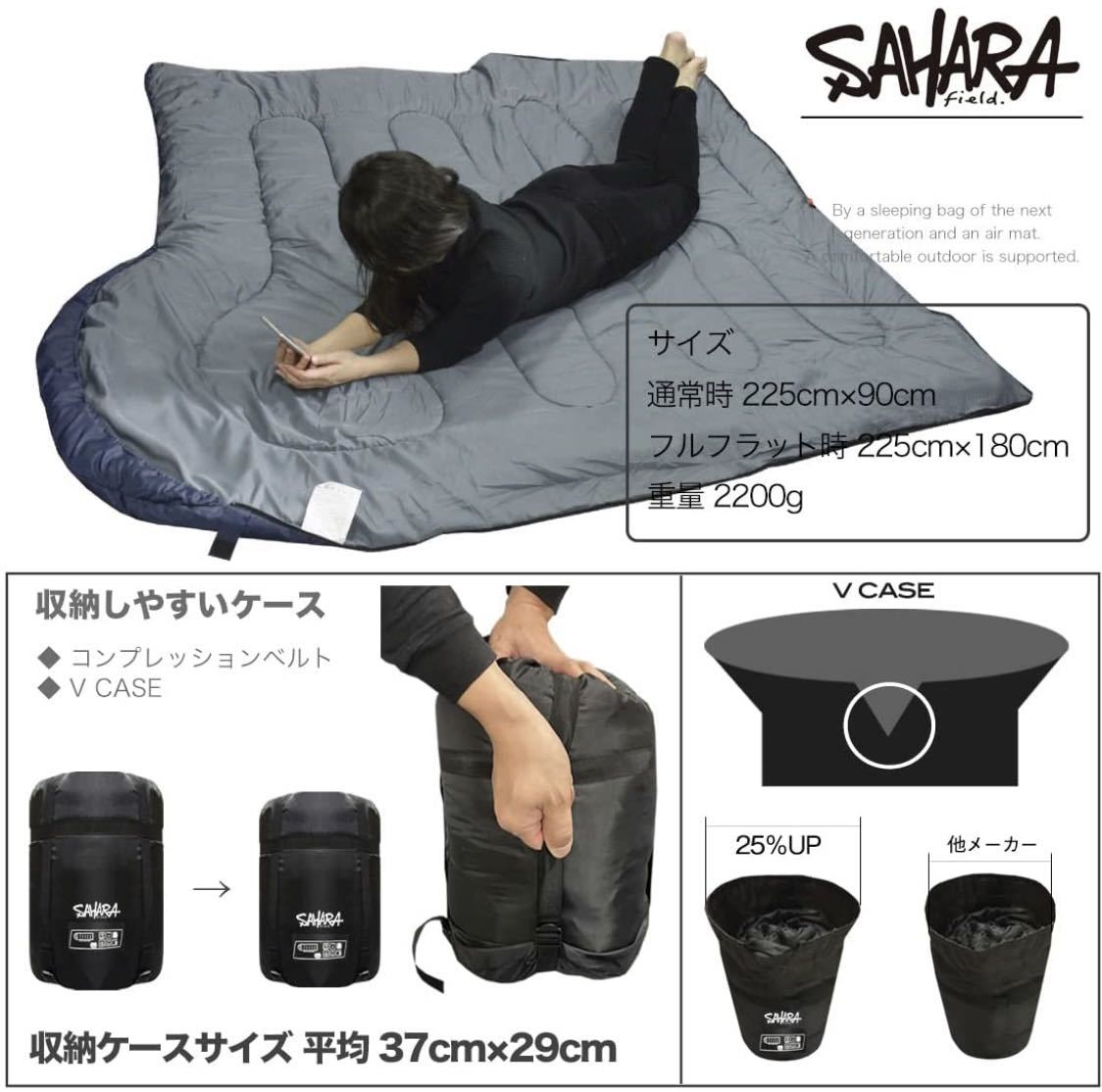 ワイド　大きい　ゆったり　寝袋　枕付き　冬用　シュラフ　丸洗い　高品質　90cm -15℃ コヨーテカラー_画像7