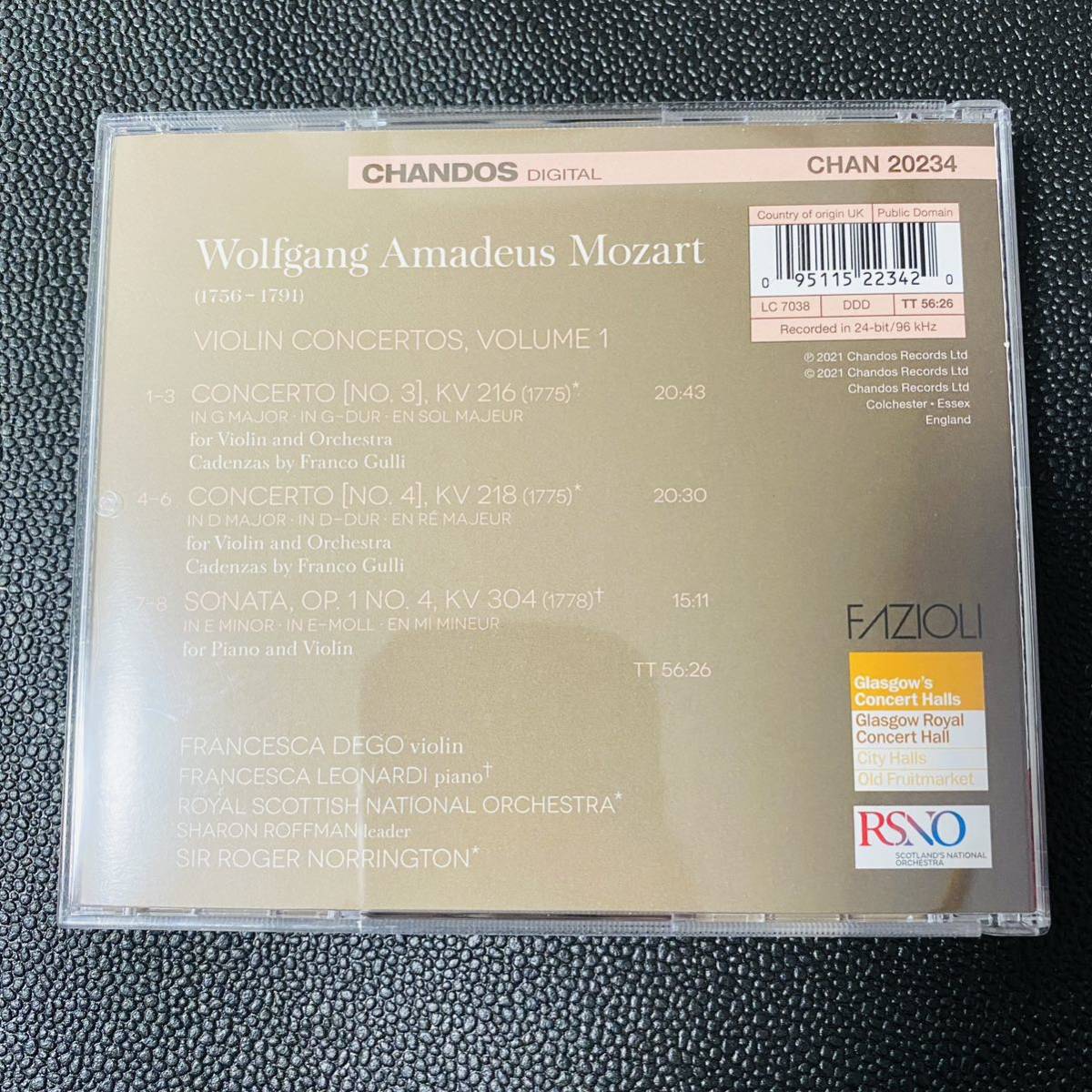 Dego Francesca(フランチェスカ・デゴ)Mozart Violin Concertos vol.1//CD/クラシック_画像2