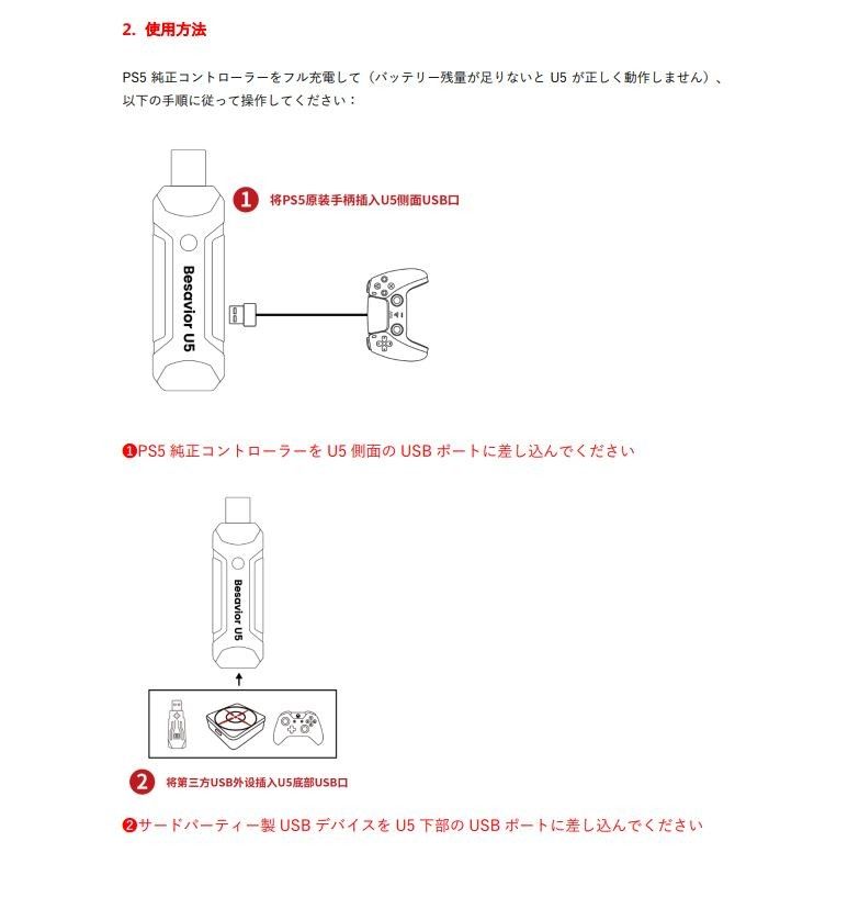 PS5リモートプレイ不要 Besavior U5 USB型コンバータ中継器｜PayPayフリマ
