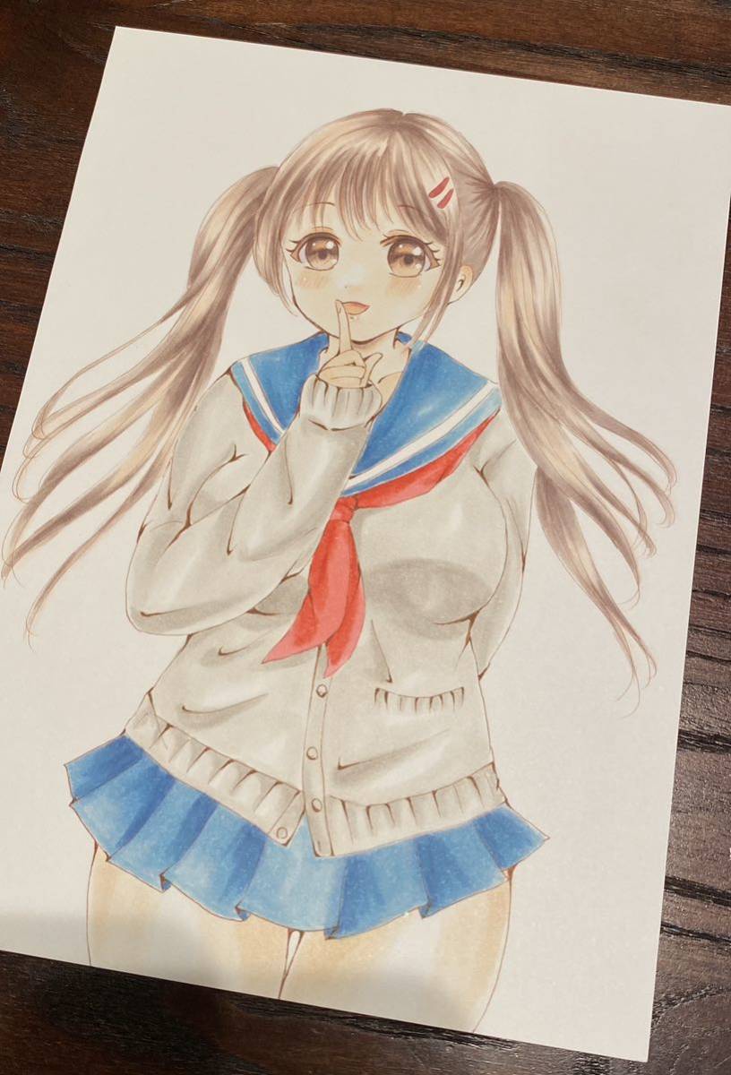 手描きイラスト オリジナル セーラー服 制服 ツインテールの 手描きイラスト オリジナル セーラー服 制服 ツインテールの