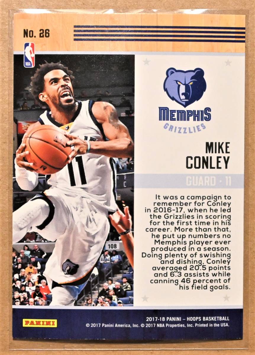 MIKE CONLEY (マイク・コンリー) 2017-18 TEAM LEADERS リフレクター トレーディングカード 【NBA,メンフィスグリズリーズ,GRIZZLIES】_画像2