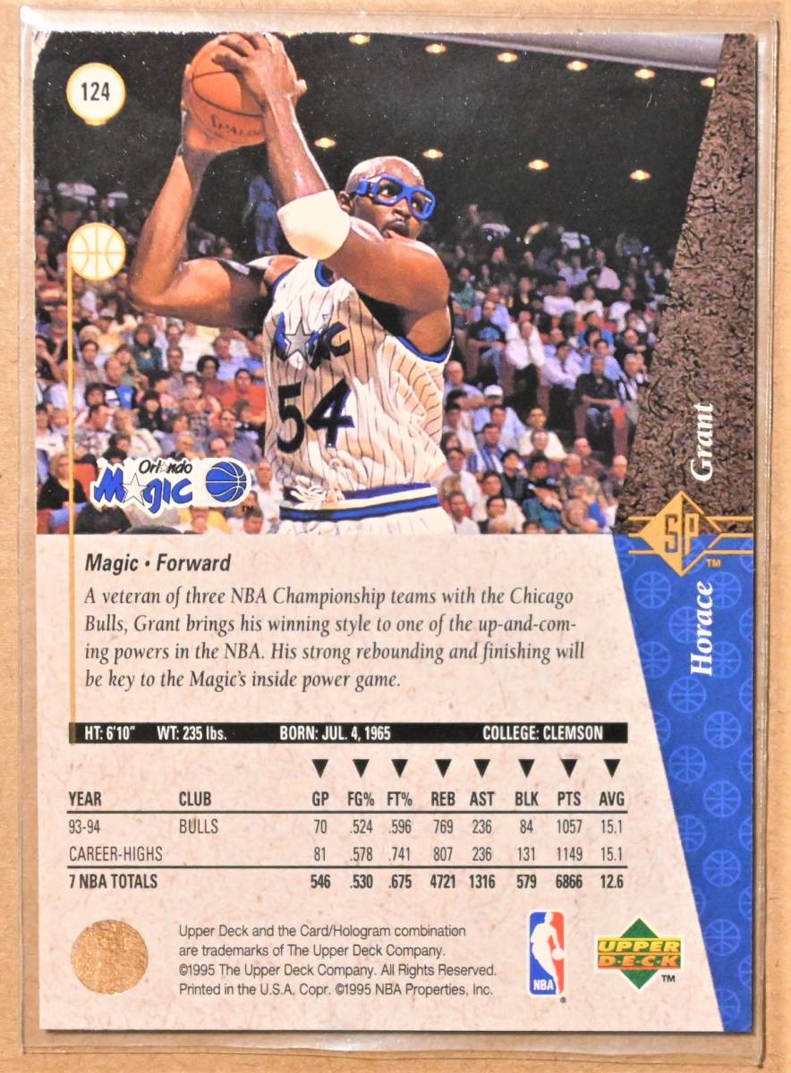 Horace Grant (ホーレス・グラント) 1995 Upper Deck SP トレーディングカード 【90s NBA オーランドマジック Orlando Magic】_画像2