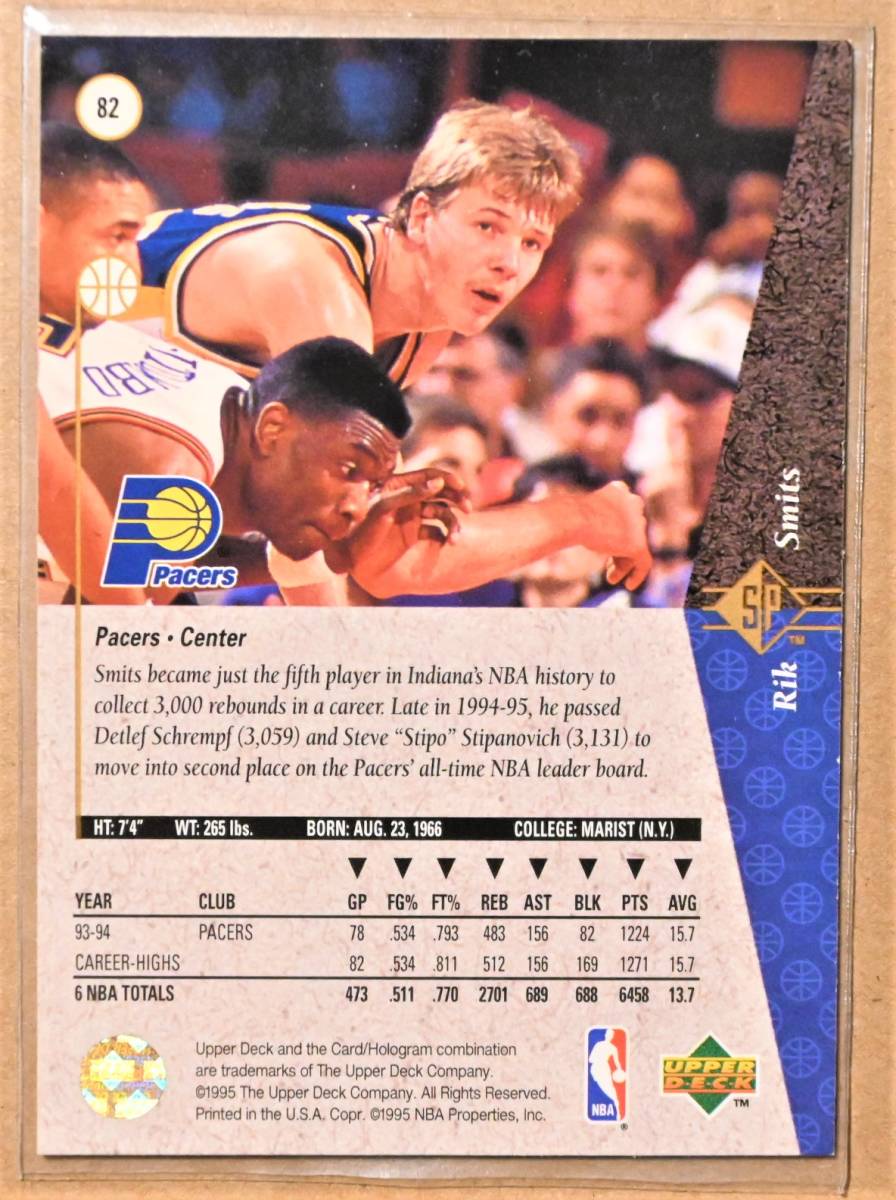 Rik Smits (リック・スミッツ) 1995 Upper Deck SP トレーディングカード 【90s NBA インディアナペイサーズ Indiana Pacers】_画像2