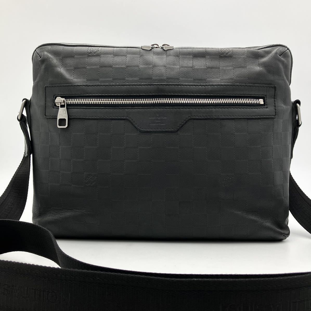 1円【極美品】LOUIS VUITTON ルイヴィトン ダミエアンフィニ カリプソMM ショルダーバッグ メッセンジャーバッグ レザー ブラック A4 PC_画像2