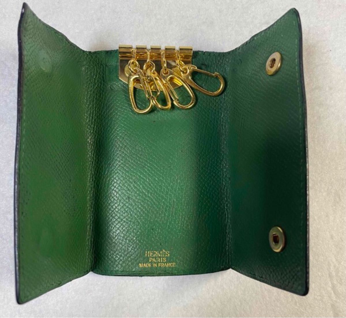 正規品 エルメス キーケース ブラック バイカラー グリーン|Yahoo