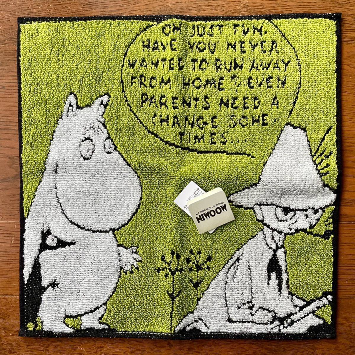 MOOMIN　川辺　タオルハンカチ　グリーン×ブラック　ムーミン_画像1