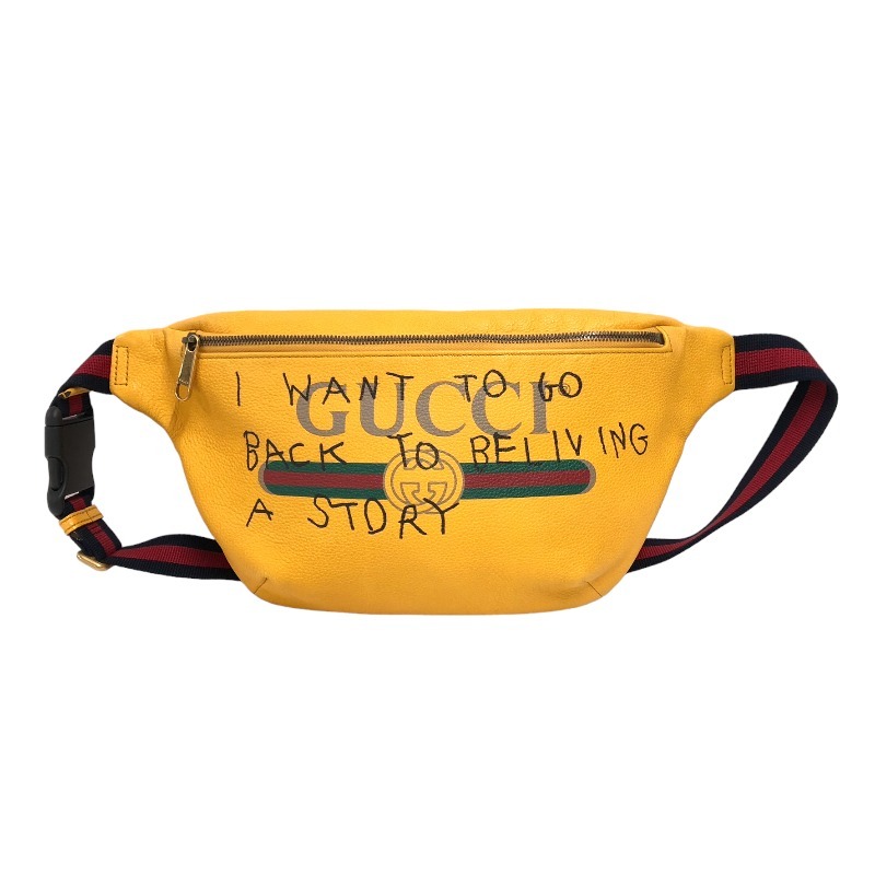 半額SALE／ イエロー 493869 ベルトバッグ グッチプリント GUCCI