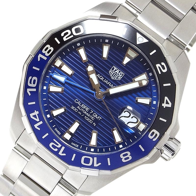 タグ・ホイヤー TAG HEUER アクアレーサー キャリバー7 GMT WAY201T.BA0927 シルバー SS 腕時計 メンズ 中古