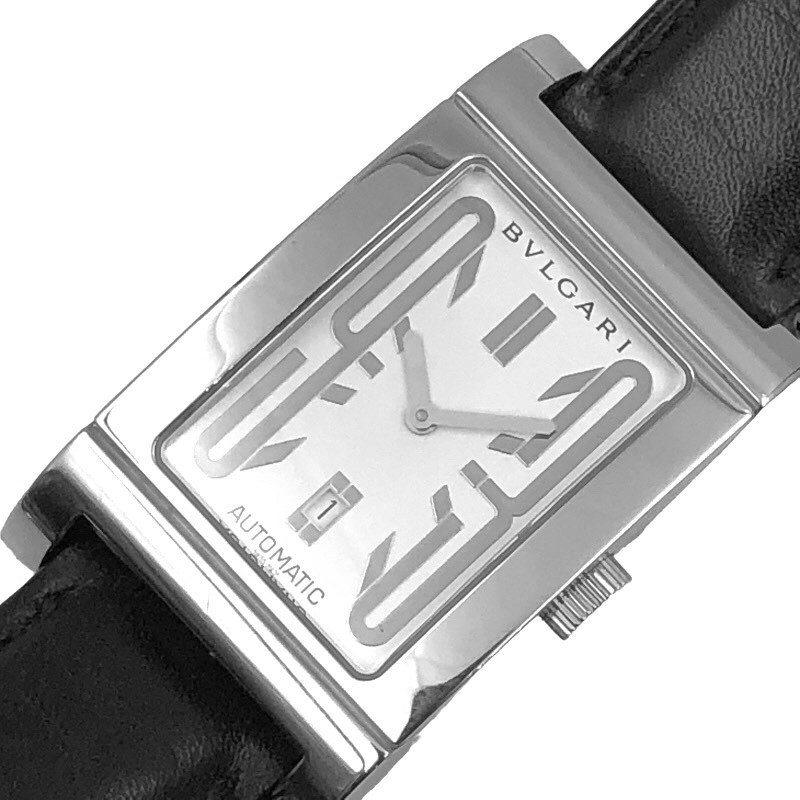 ブルガリ BVLGARI レッタンゴロ RT45S ホワイト SS/純正尾錠・レザーストラップ 腕時計 メンズ
