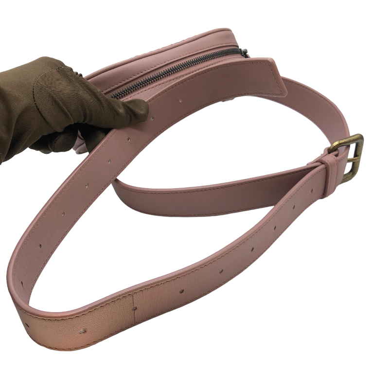  Bottega * Veneta BOTTEGA VENETA mesh belt bag pink leather waist bag lady's used 