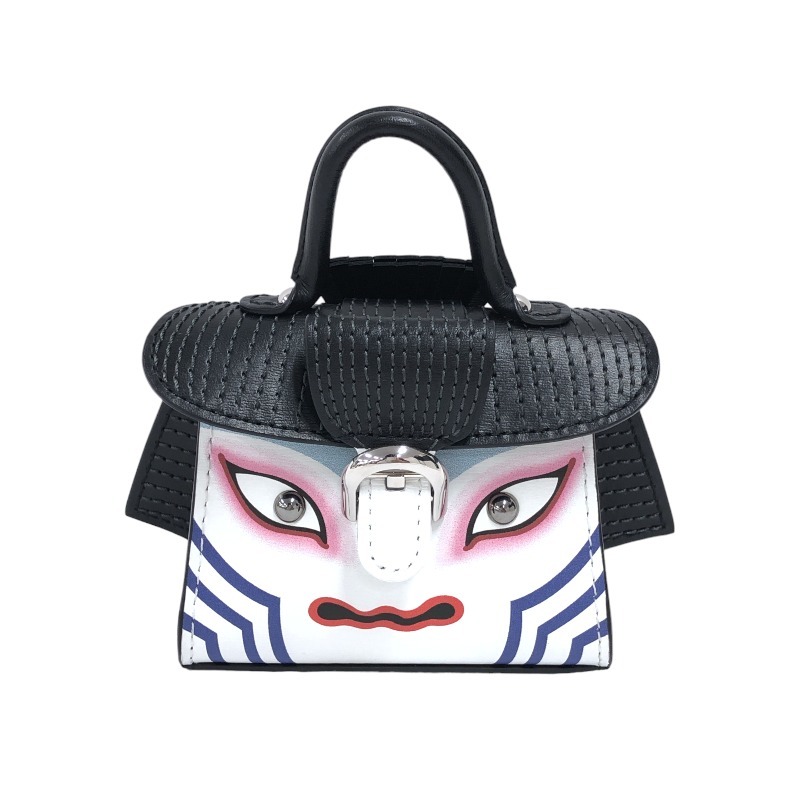 デルヴォー DELVAUX ブリヨン チャーム 歌舞伎 ブラック レザー チャーム ユニセックス 中古の画像1