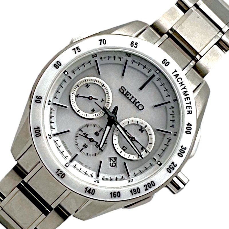  Seiko SEIKO Brightz SAGA169 pearl white dial ceramic / stainless steel wristwatch men's used 