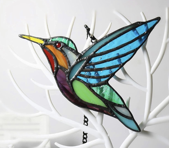 幸せの青い鳥　ブルーバード　カワセミ　デザイン ステンドグラス　アートガラス