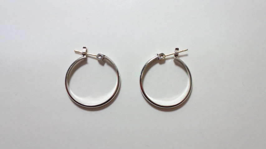  hoop earrings K18 post WG color 20mm