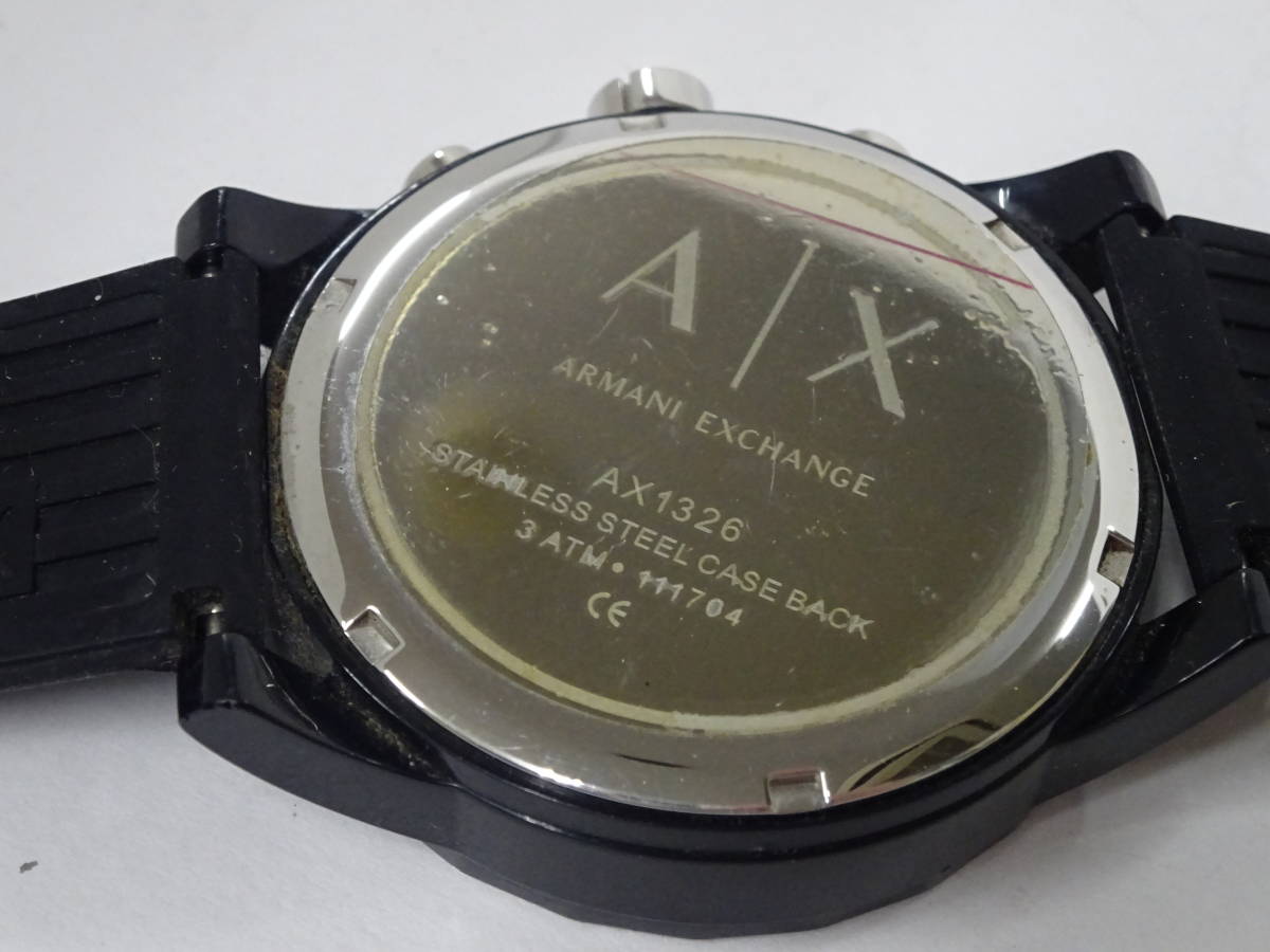 (つ-U-505)アルマーニエクスチェンジ 腕時計 AX1326 アナログ 3針 クロノグラフ 黒文字盤 メンズ ARMANI EXCHANGE 動作未確認 中古の画像6