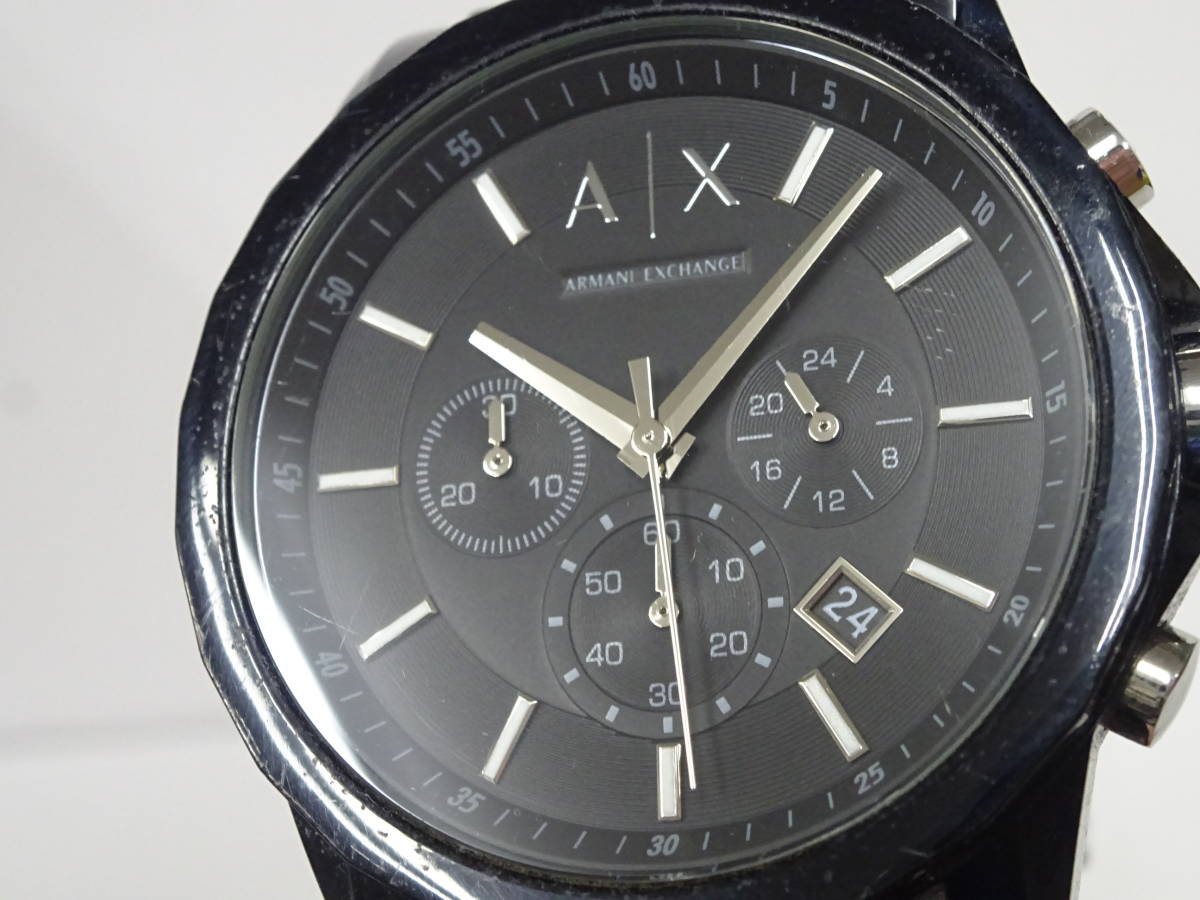 (つ-U-505)アルマーニエクスチェンジ 腕時計 AX1326 アナログ 3針 クロノグラフ 黒文字盤 メンズ ARMANI EXCHANGE 動作未確認 中古の画像5