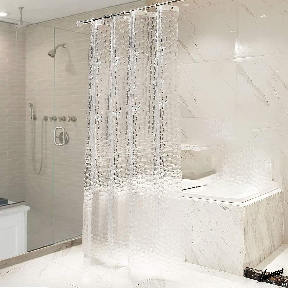* половина прозрачный 3D цельный проект * душ занавески 180×90cm медный петелька размер регулировка возможность защита от плесени водонепроницаемый интерьер ванная модуль с ванной глаз ..