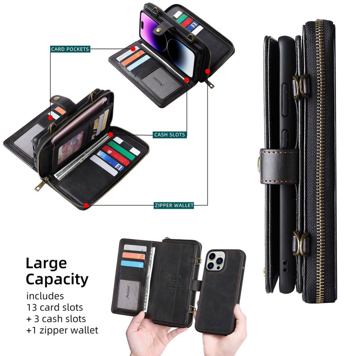 iPhone 14 pro max レザーケース アイフォン14 プロ マックス ショルダーケース カード収納 財布型 ストラップ付き 肩掛け