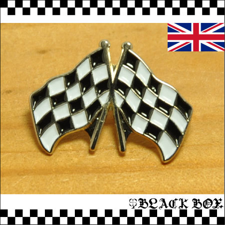 英国 インポート Pins Badge ピンズ ピンバッジ 画鋲 チェッカーフラッグ 旗 レース ロッカーズ カフェレーサー バイク イギリス UK GB 430_画像1