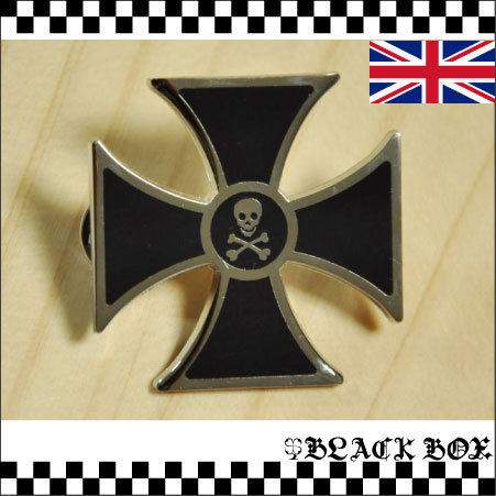 英国 Pins ピンズ ピンバッジ アイアンクロス 鉄十字 海賊旗 クロスボーンスカル ドクロ バイク ロッカーズ カフェレーサー 620_画像1