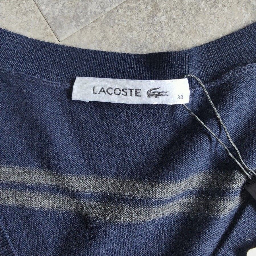 【LACOSTE】・新品未使用品 ラコステ ブランドロゴ刺繍 ボーダーニット