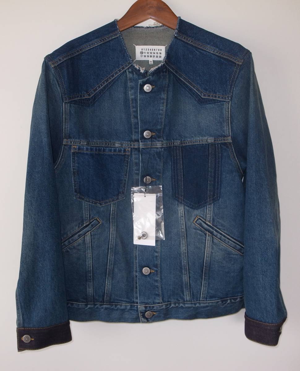 maison margiela マルジェラ ノーカラー デニムジャケット denim jacket size46 indigo_画像1