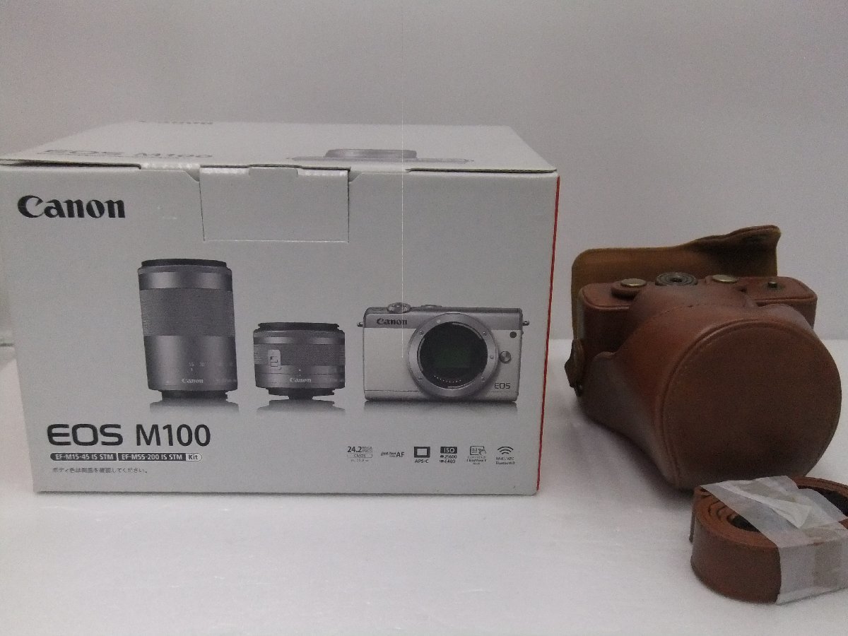 【未使用品】Canon EOS M100（BK)　ダブルレンズキット　ミラーレス一眼レフ　デジタルカメラ　ブラック　(管理番号：060111）